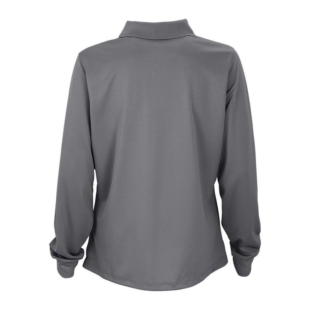 Vantage Women's Grey Omega Long Sleeve Solid Mesh Tech Polo