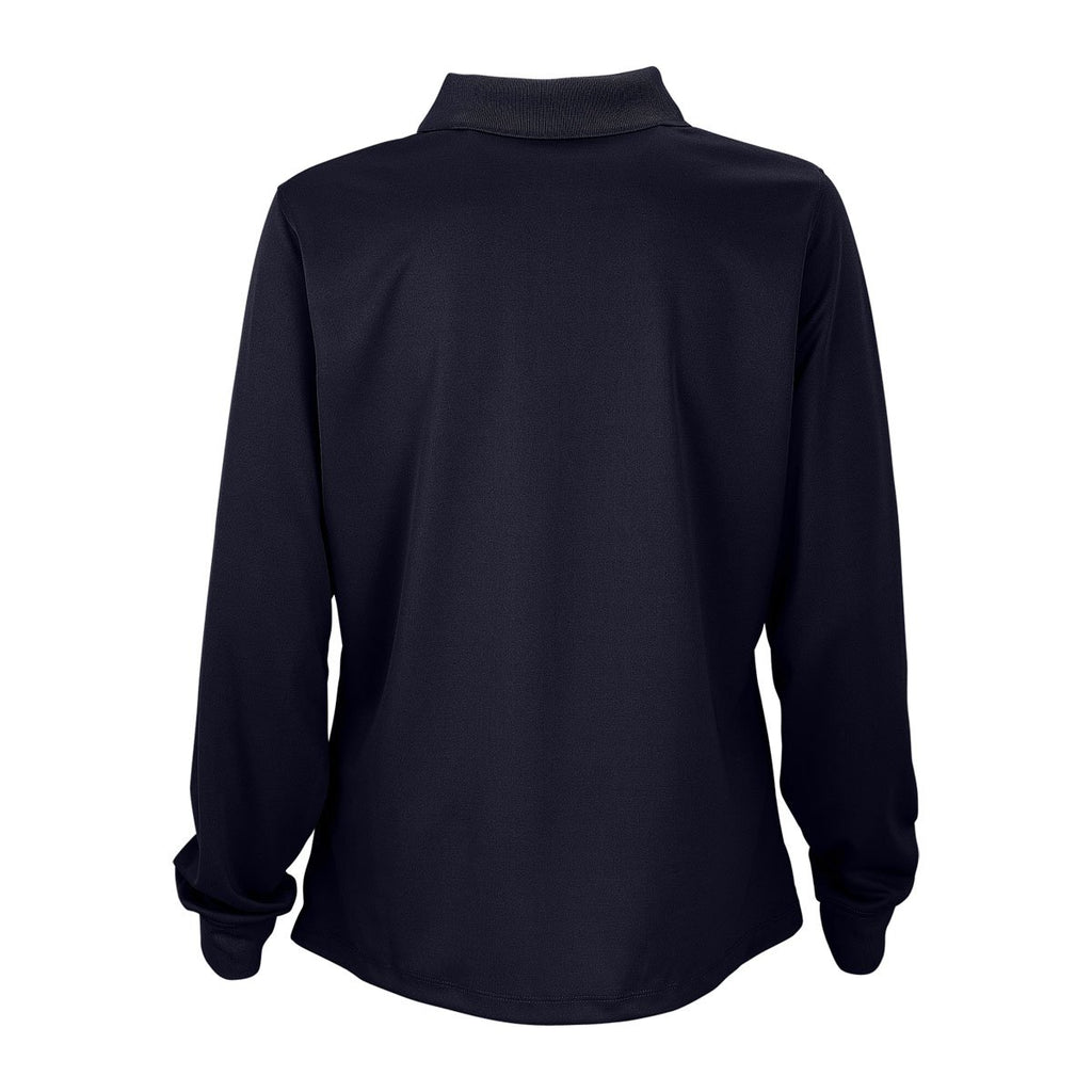 Vantage Women's Navy Omega Long Sleeve Solid Mesh Tech Polo