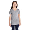LAT Girl's Heather V-Neck Fine Jersey T-Shirt