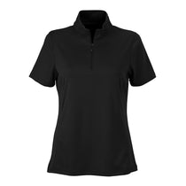 Vantage Women's Black Micro-Waffle Mesh Polo