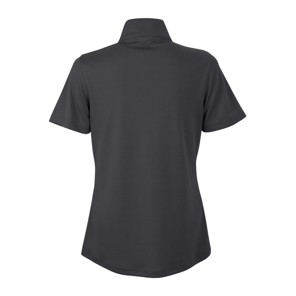 Vantage Women's Dark Grey Micro-Waffle Mesh Polo