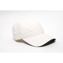 Pacific Headwear Stone/Dark Green Buckle Strap Adjustable Binded Sandwich Cap
