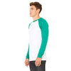 Bella + Canvas Men's White/Kelly Jersey Long-Sleeve Baseball T-Shirt