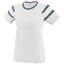 Augusta Sportswear Women's White/Navy/White Fanatic Short-Sleeve T-Shirt