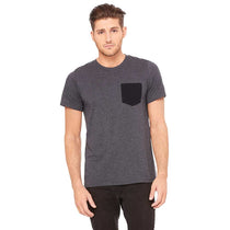 Bella + Canvas Men's Dark Grey Heather/Black Jersey Short-Sleeve Pocket T-Shirt
