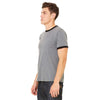 Bella + Canvas Men's Deep Heather/Black Jersey Short-Sleeve Ringer T-Shirt