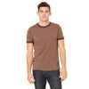 Bella + Canvas Men's Heather Brown/Brown Jersey Short-Sleeve Ringer T-Shirt