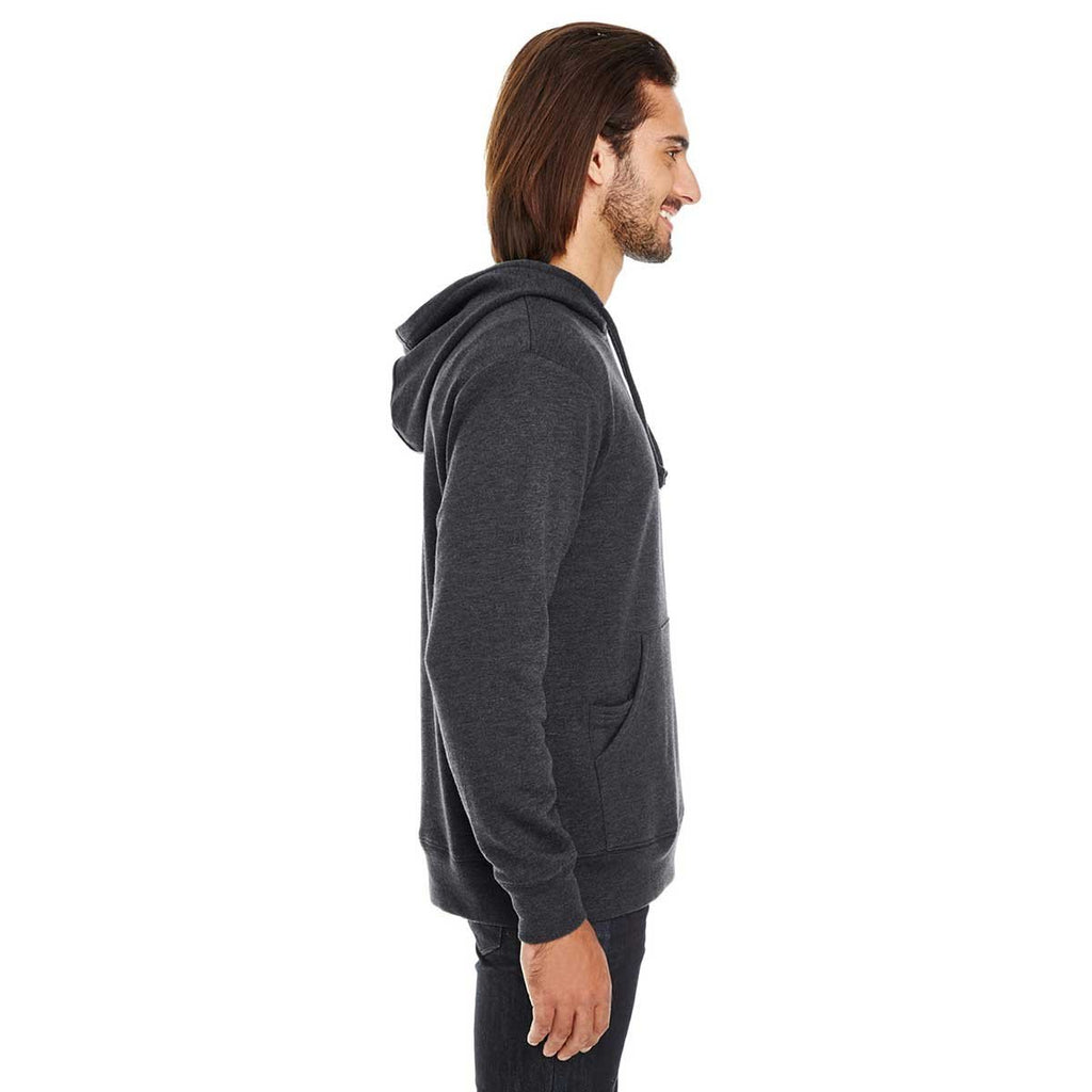 Threadfast Unisex Black Heather Triblend French Terry Hoodie