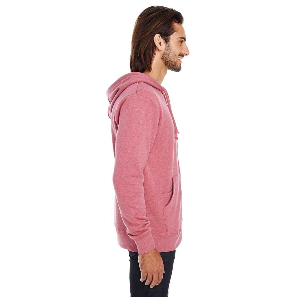 Threadfast Unisex Cardinal Heather Triblend French Terry Full-Zip