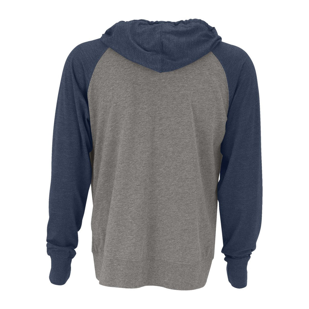 Vantage Men's Grey Heather/Navy Heather Full-Zip Two-Tone Jersey Knit Hoodie