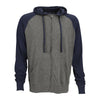 Vantage Men's Grey Heather/Navy Heather Full-Zip Two-Tone Jersey Knit Hoodie