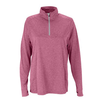 Vantage Women's Berry Heather/Grey Melange 1/4-Zip Tech Pullover