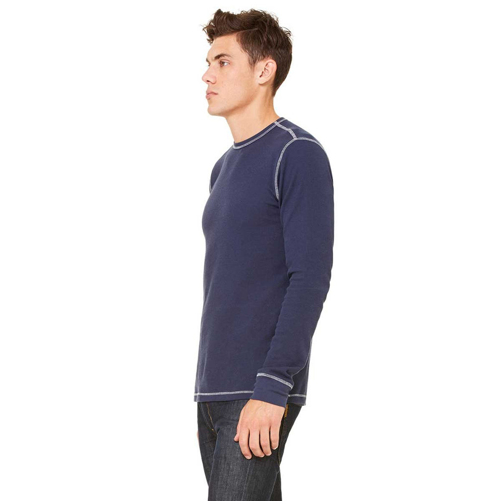 Bella + Canvas Men's Navy/Grey Thermal Long-Sleeve T-Shirt