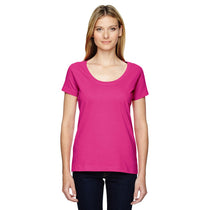 LAT Women's Hot Pink Scoop Neck Fine Jersey T-Shirt