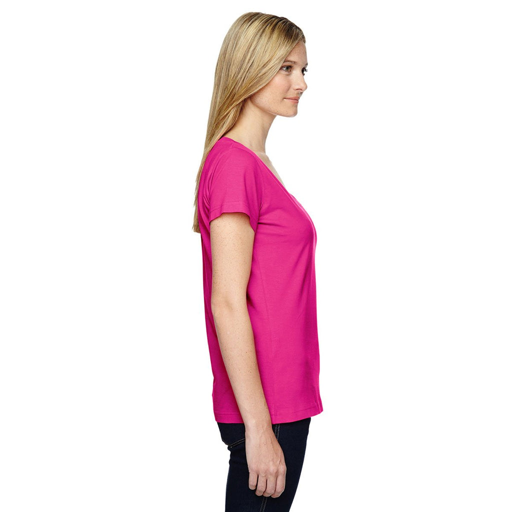 LAT Women's Hot Pink Scoop Neck Fine Jersey T-Shirt