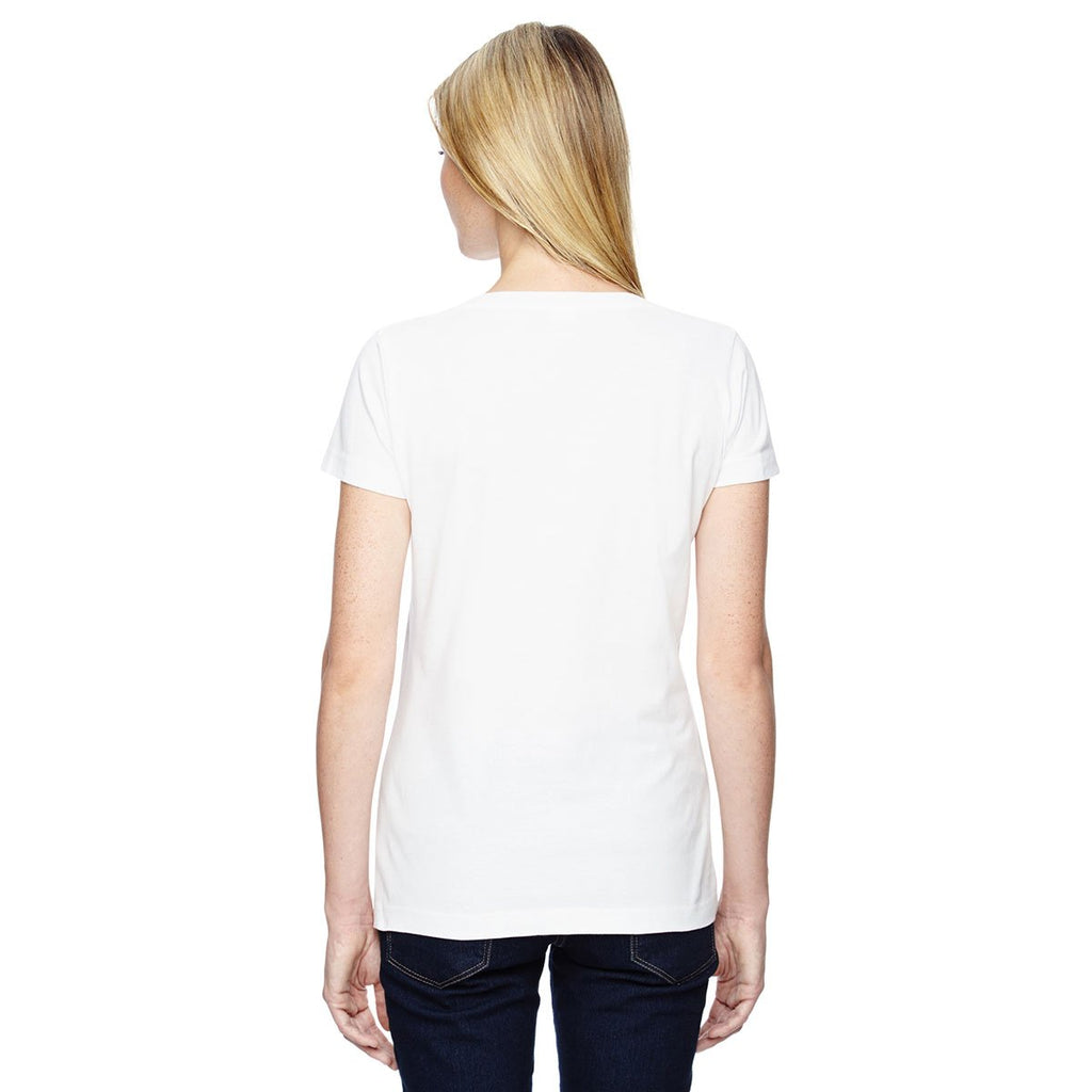 LAT Women's White Scoop Neck Fine Jersey T-Shirt