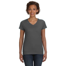 LAT Women's Charcoal V-Neck Fine Jersey T-Shirt