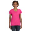 LAT Women's Hot Pink V-Neck Fine Jersey T-Shirt