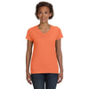 LAT Women's Papaya V-Neck Fine Jersey T-Shirt