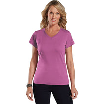 LAT Women's Raspberry V-Neck Fine Jersey T-Shirt