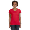 LAT Women's Red V-Neck Fine Jersey T-Shirt