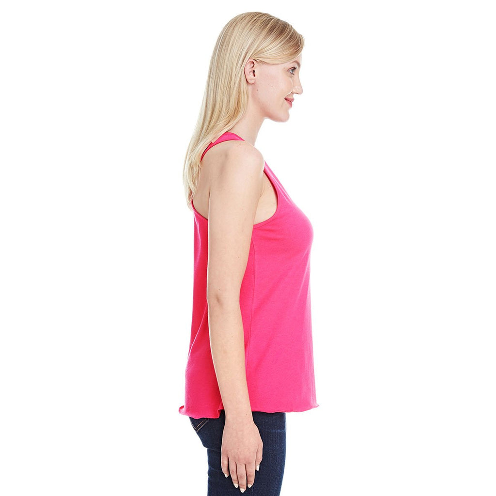 LAT Women's Hot Pink Relaxed Racerback Premium Jersey Tank