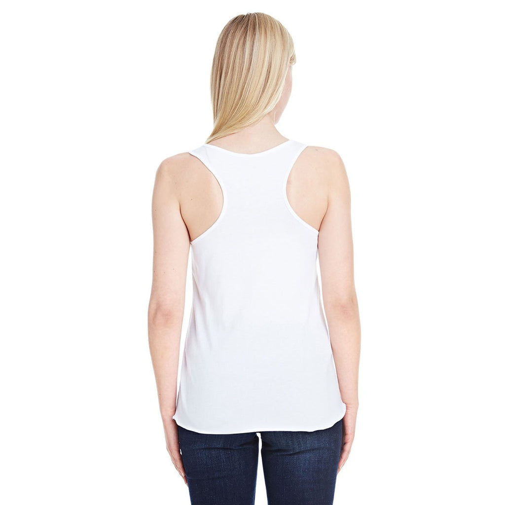 LAT Women's White Relaxed Racerback Premium Jersey Tank