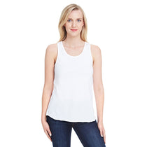 LAT Women's White Relaxed Racerback Premium Jersey Tank