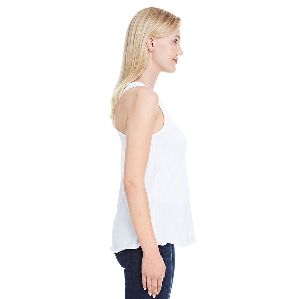 LAT Women's White Relaxed Racerback Premium Jersey Tank