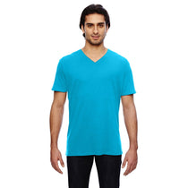 Anvil Men's Caribbean Blue 3.2 oz. Featherweight Short-Sleeve V-Neck T-Shirt