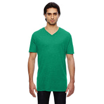 Anvil Men's Heather Green 3.2 oz. Featherweight Short-Sleeve V-Neck T-Shirt