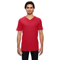 Anvil Men's Red 3.2 oz. Featherweight Short-Sleeve V-Neck T-Shirt