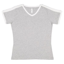LAT Women's Heather/White Soccer Ringer Fine Jersey T-Shirt