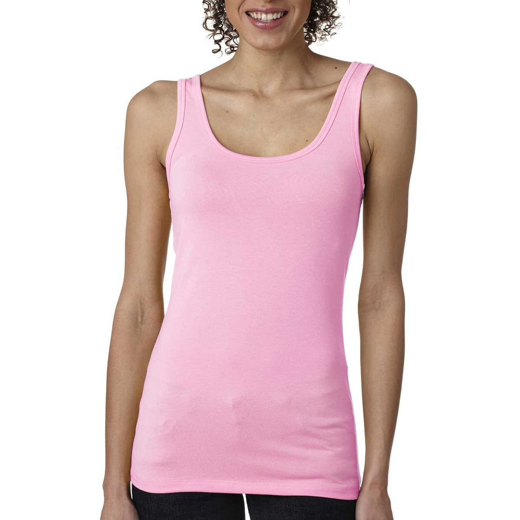 Next Level Women's Neon Heather Pink Jersey Tank Top
