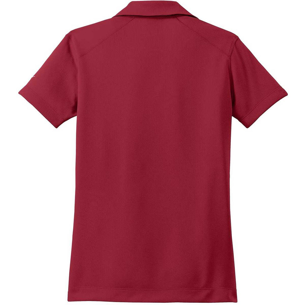 Nike Women's Red Dri-FIT Short Sleeve Pebble Texture Polo
