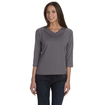 LAT Women's Charcoal Three-Quarter Sleeve Premium Jersey T-Shirt