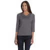 LAT Women's Charcoal Three-Quarter Sleeve Premium Jersey T-Shirt
