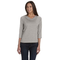 LAT Women's Heather Three-Quarter Sleeve Premium Jersey T-Shirt