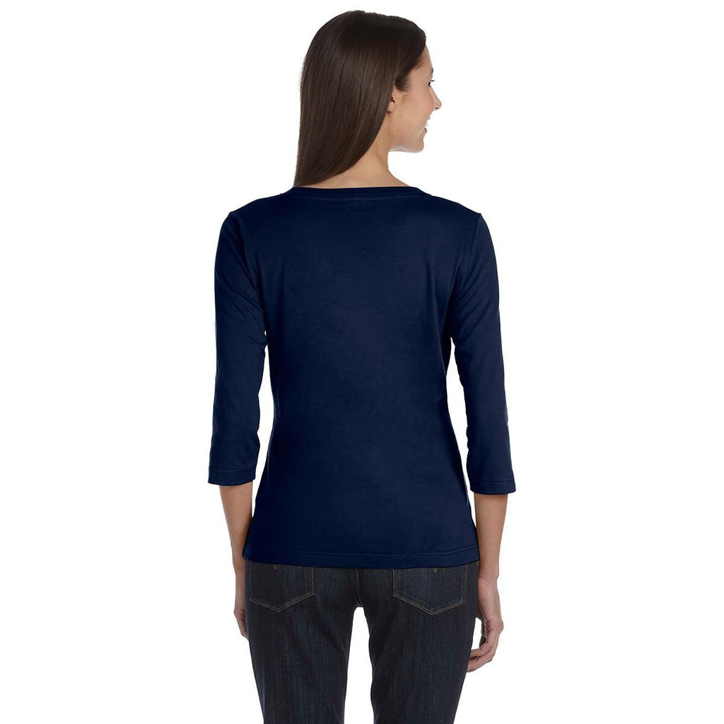 LAT Women's Navy Three-Quarter Sleeve Premium Jersey T-Shirt