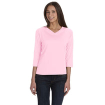 LAT Women's Pink Three-Quarter Sleeve Premium Jersey T-Shirt