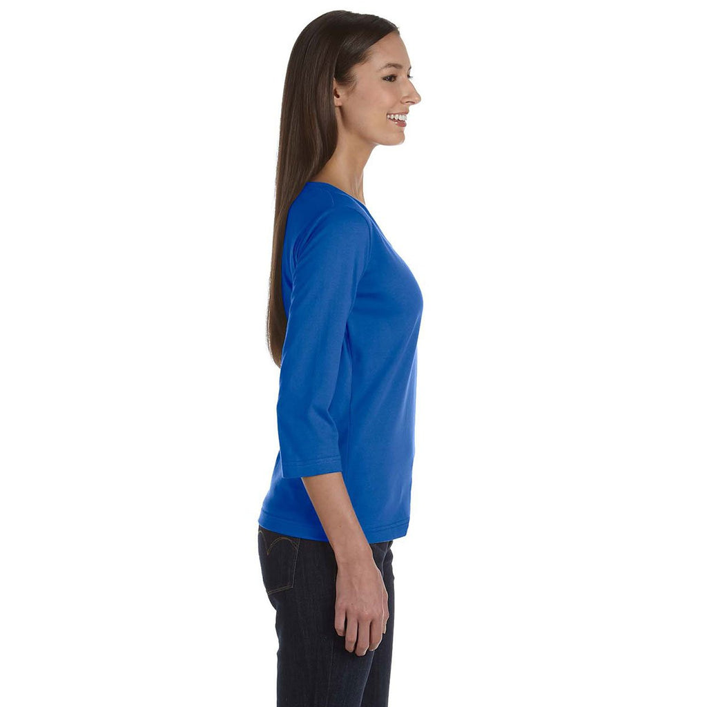 LAT Women's Royal Three-Quarter Sleeve Premium Jersey T-Shirt