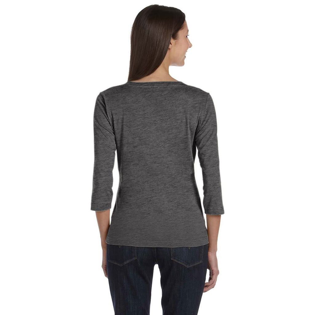 LAT Women's Vintage Smoke Three-Quarter Sleeve Premium Jersey T-Shirt