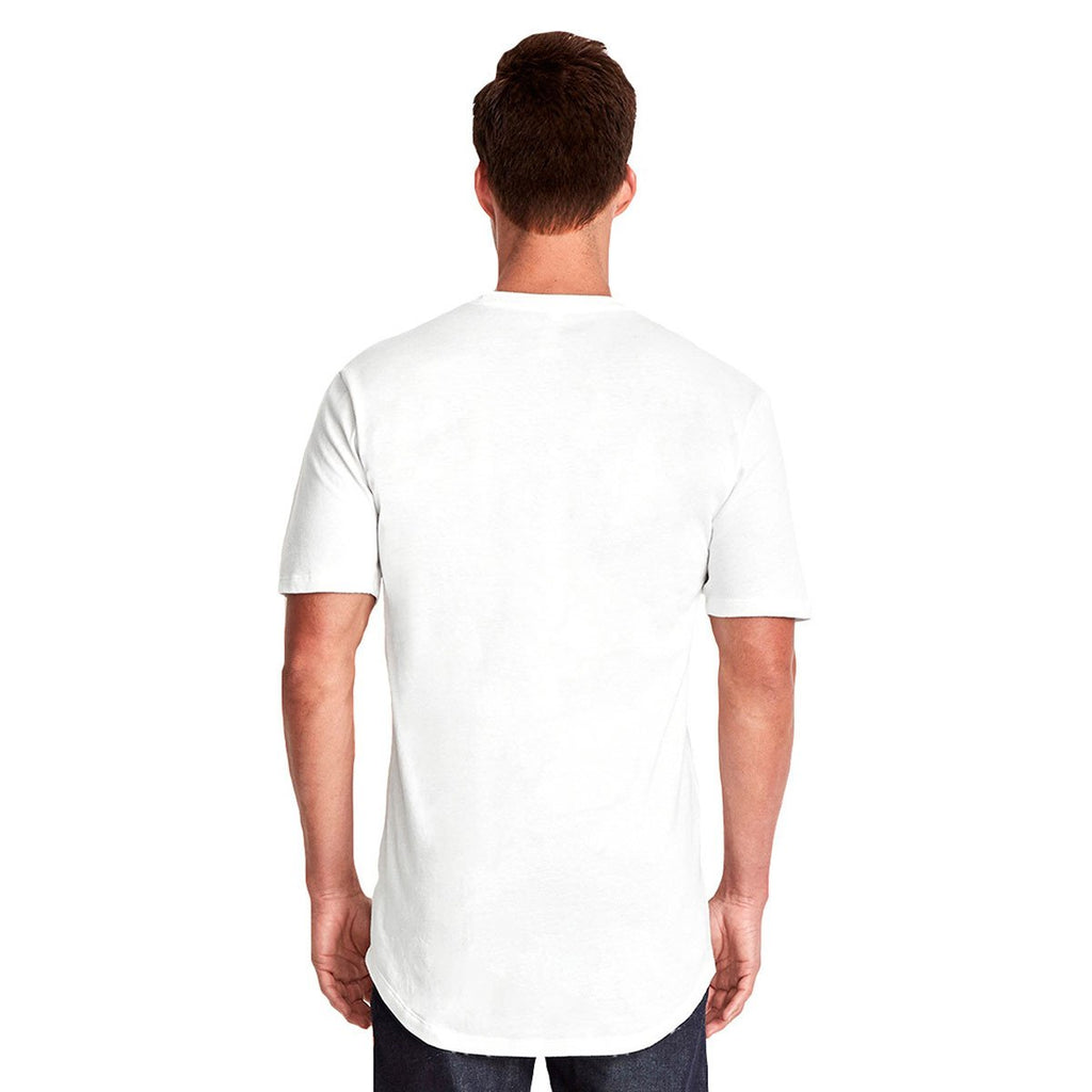 Next Level Men's White Cotton Long Body Crew