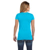 LAT Women's Aqua Junior Fit V-Neck Fine Jersey T-Shirt