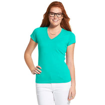 LAT Women's Caribbean Junior Fit V-Neck Fine Jersey T-Shirt