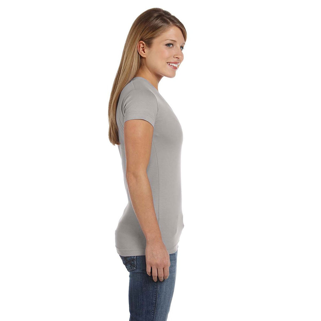 LAT Women's Heather Junior Fit V-Neck Fine Jersey T-Shirt