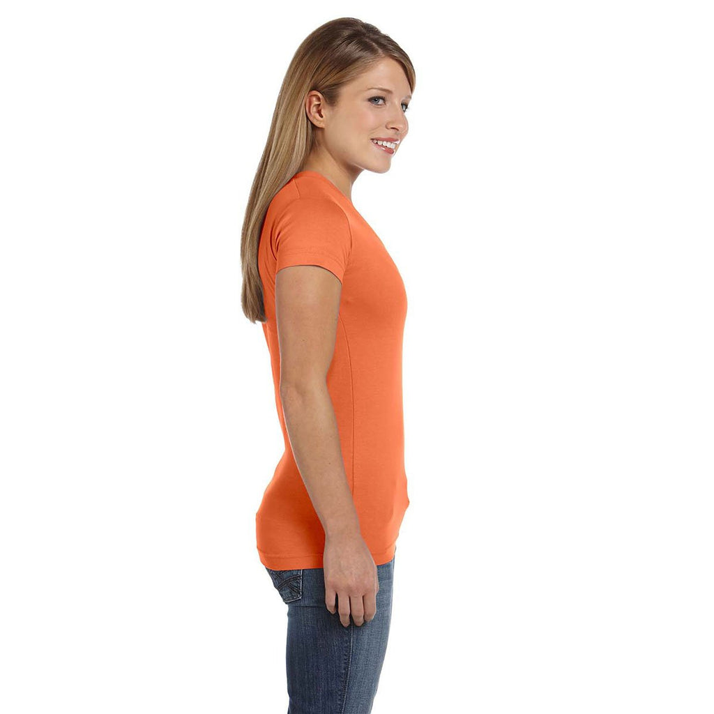 LAT Women's Papaya Junior Fit V-Neck Fine Jersey T-Shirt