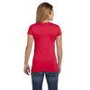 LAT Women's Red Junior Fit V-Neck Fine Jersey T-Shirt