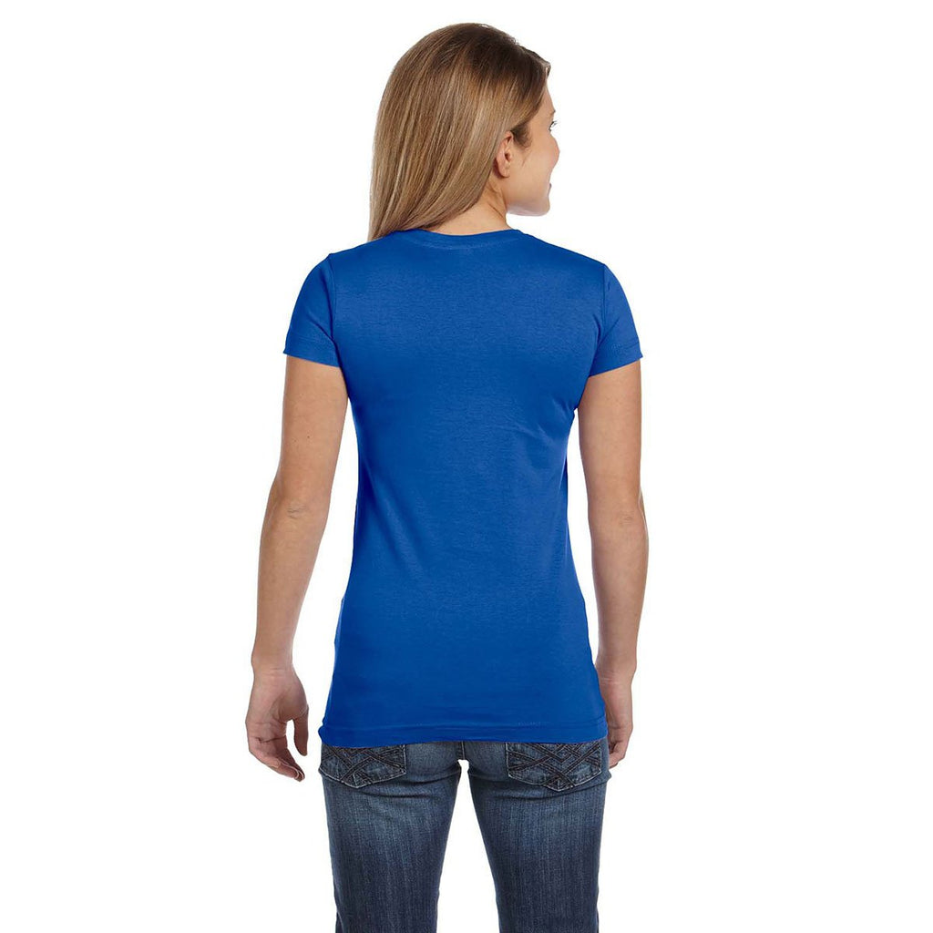LAT Women's Royal Junior Fit V-Neck Fine Jersey T-Shirt