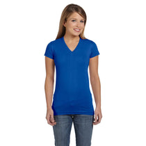 LAT Women's Royal Junior Fit V-Neck Fine Jersey T-Shirt
